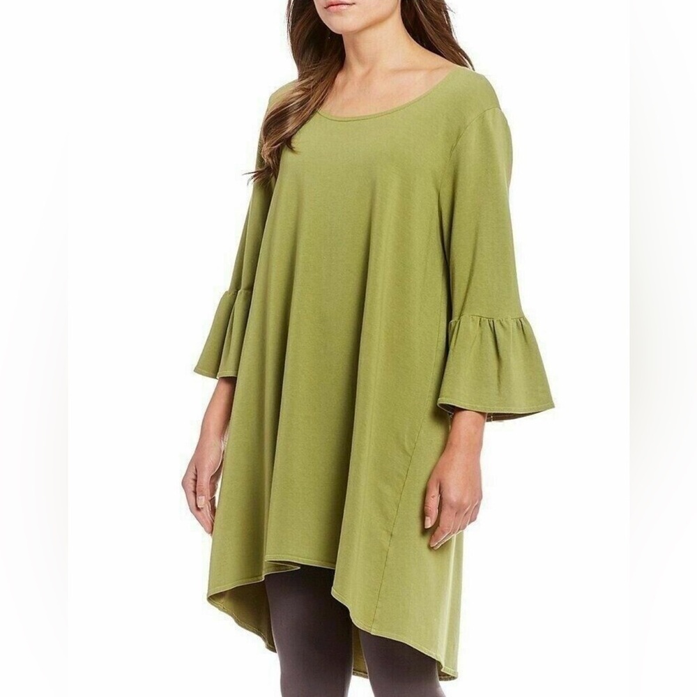 Bryn Walker Chartreuse Ruffled Sleeve Tunic 3X
